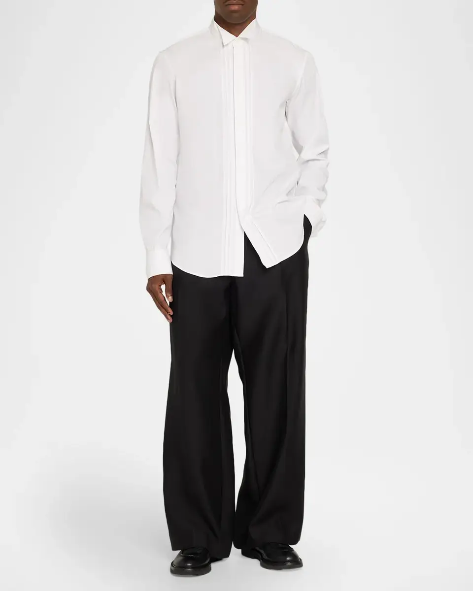 Dries Van Noten Men's Cuzy Bis Pleated French-Cuff Dress Shirt | Thumbnail 2 Dries Van Noten Men's Cuzy Bis Pleated French-Cuff Dress Shirt | Thumbnail 2