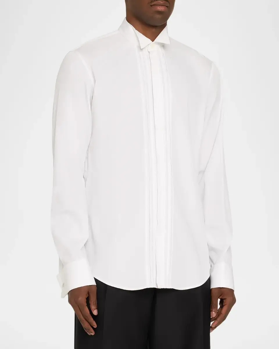 Dries Van Noten Men's Cuzy Bis Pleated French-Cuff Dress Shirt | Thumbnail 4 Dries Van Noten Men's Cuzy Bis Pleated French-Cuff Dress Shirt | Thumbnail 4