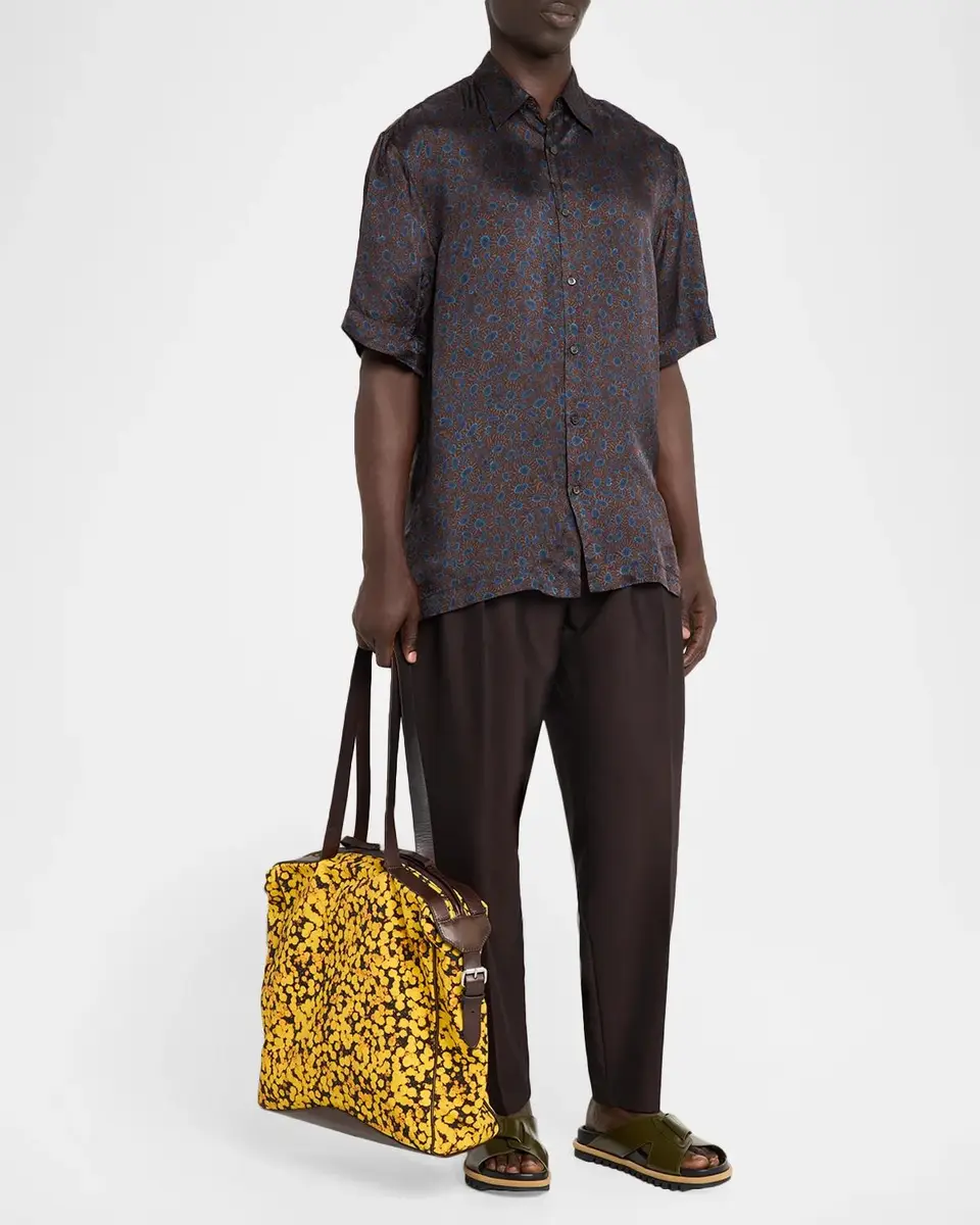 Dries Van Noten Men's Cassidye Viscose Short-Sleeve Shirt | Thumbnail 2 Dries Van Noten Men's Cassidye Viscose Short-Sleeve Shirt | Thumbnail 2