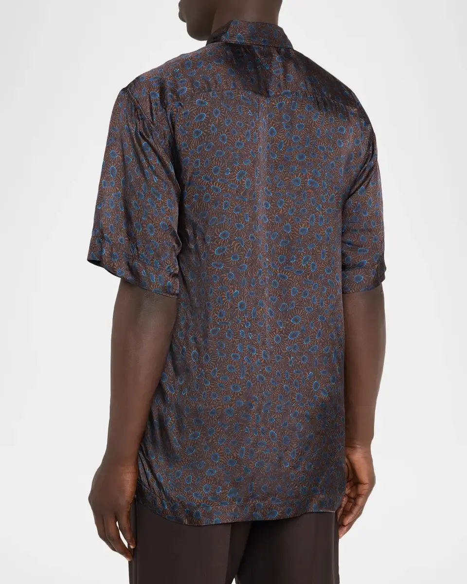 Dries Van Noten Men's Cassidye Viscose Short-Sleeve Shirt | Thumbnail 3 Dries Van Noten Men's Cassidye Viscose Short-Sleeve Shirt | Thumbnail 3