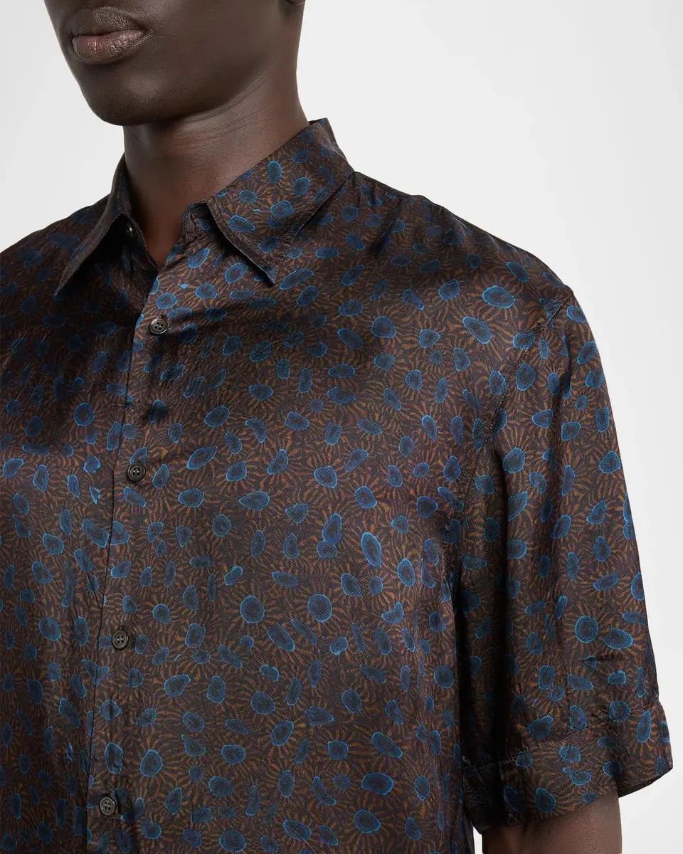 Dries Van Noten Men's Cassidye Viscose Short-Sleeve Shirt | Thumbnail 5 Dries Van Noten Men's Cassidye Viscose Short-Sleeve Shirt | Thumbnail 5
