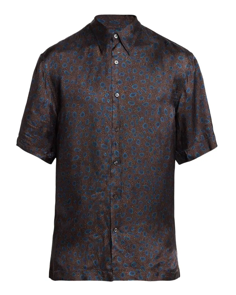 Dries Van Noten Men's Cassidye Viscose Short-Sleeve Shirt