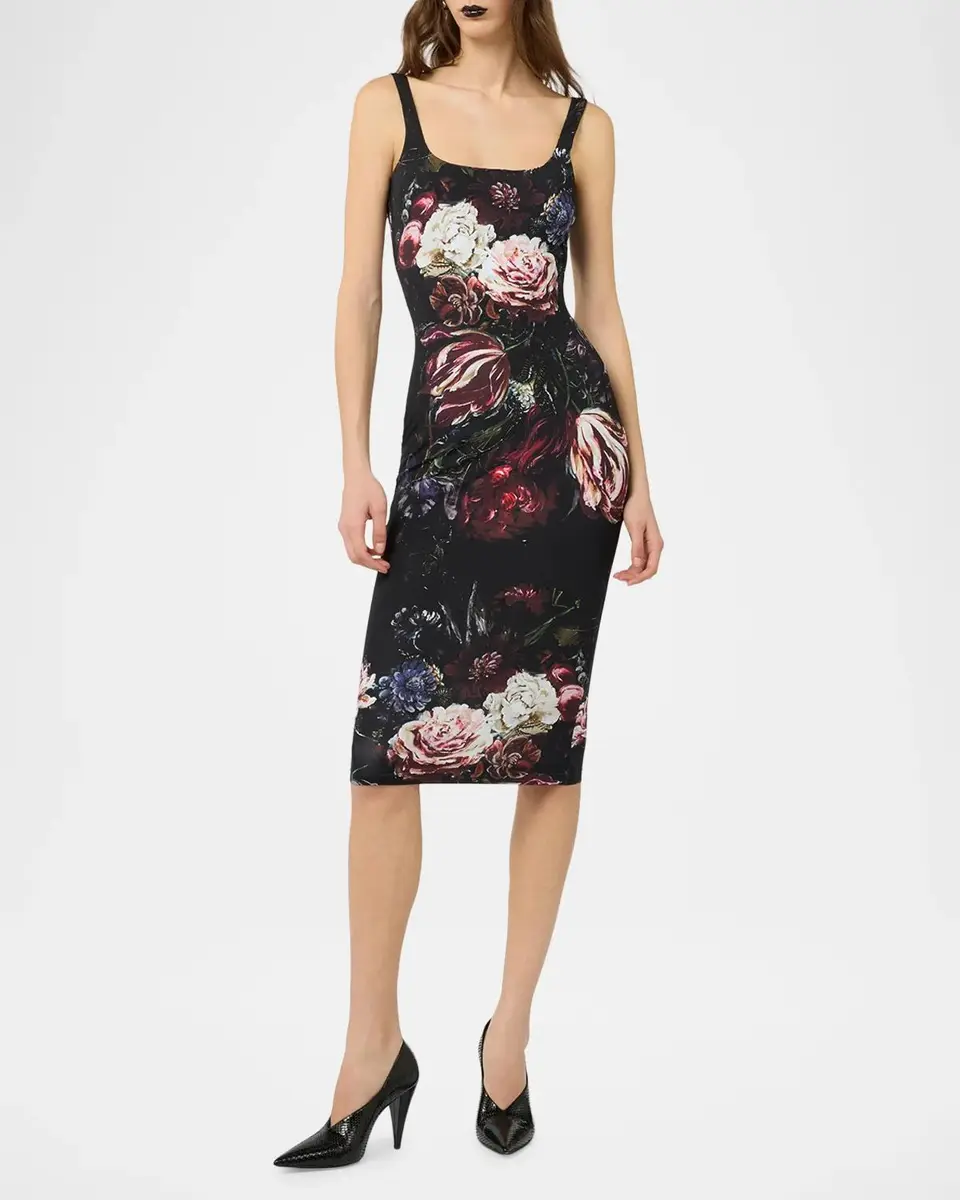Roberto Cavalli Sleeveless Floral Bouquet Stretch Jersey Midi Dress | Thumbnail 2 Roberto Cavalli Sleeveless Floral Bouquet Stretch Jersey Midi Dress | Thumbnail 2