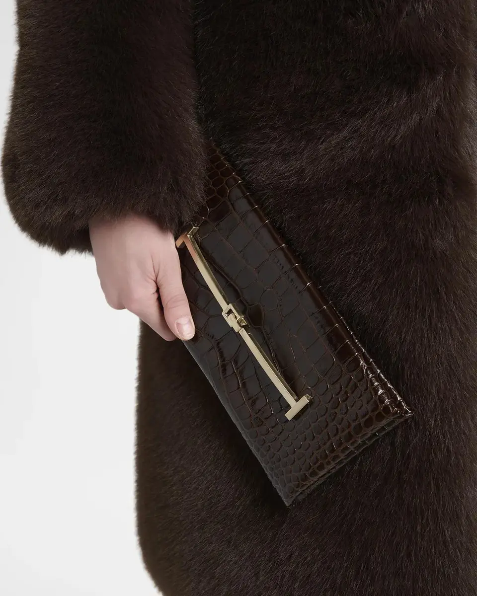 Tom Ford Arc Croc-Embossed Leather Clutch Bag | Thumbnail 2 Tom Ford Arc Croc-Embossed Leather Clutch Bag | Thumbnail 2