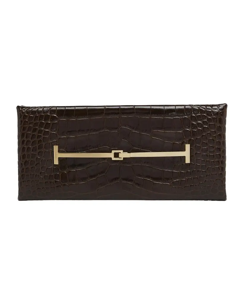 Arc Croc-Embossed Leather Clutch Bag