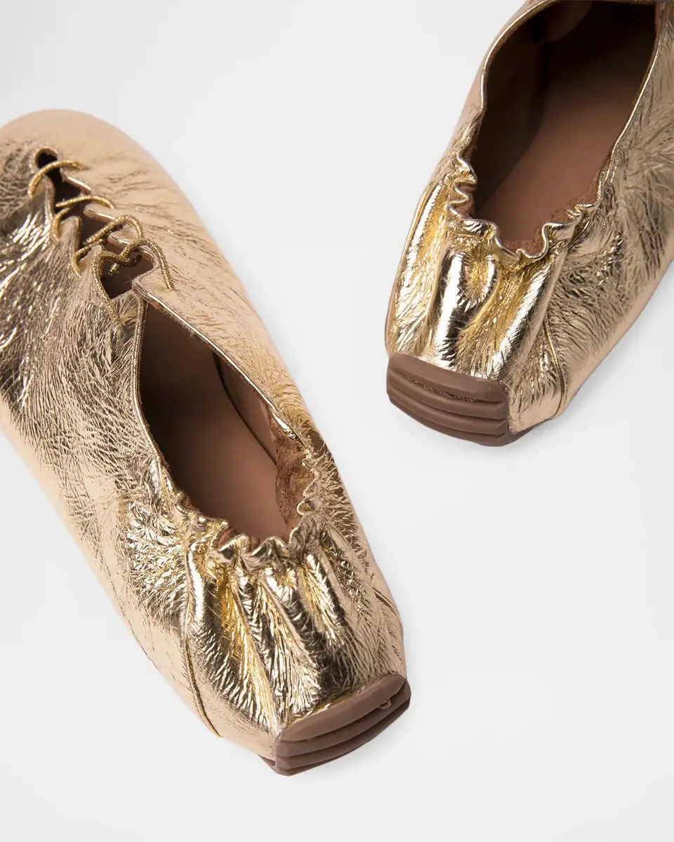 Odissì Milly Metallic Leather Lace-Up Ballerina Flats | Thumbnail 2 Odissì Milly Metallic Leather Lace-Up Ballerina Flats | Thumbnail 2
