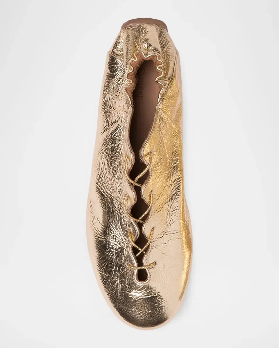 Odissì Milly Metallic Leather Lace-Up Ballerina Flats | Thumbnail 3 Odissì Milly Metallic Leather Lace-Up Ballerina Flats | Thumbnail 3