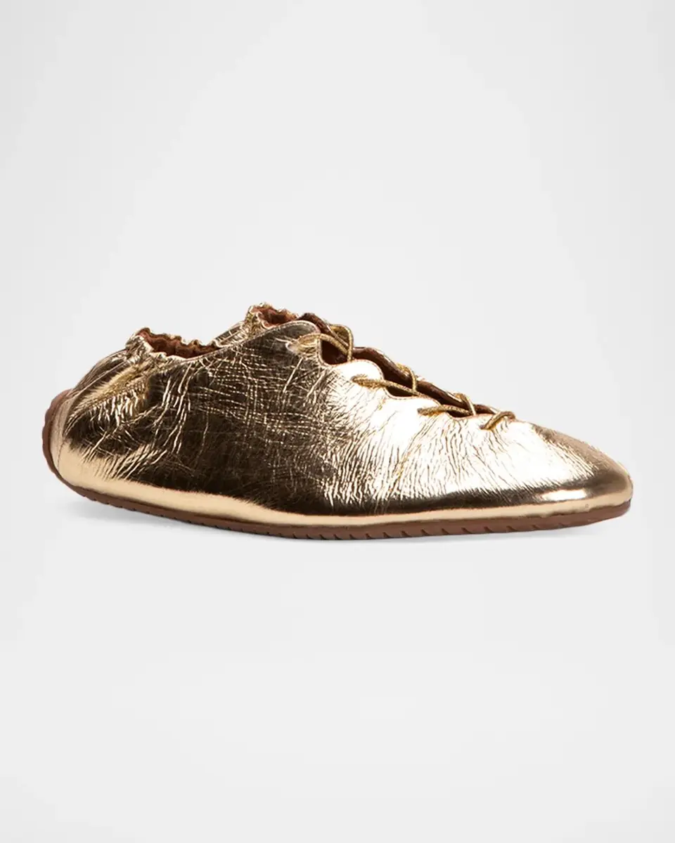 Odissì Milly Metallic Leather Lace-Up Ballerina Flats | Thumbnail 4 Odissì Milly Metallic Leather Lace-Up Ballerina Flats | Thumbnail 4