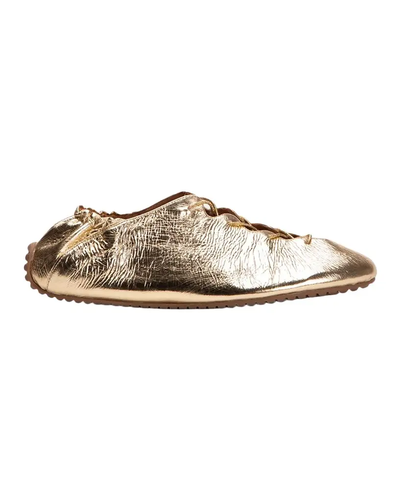 Odissì Milly Metallic Leather Lace-Up Ballerina Flats