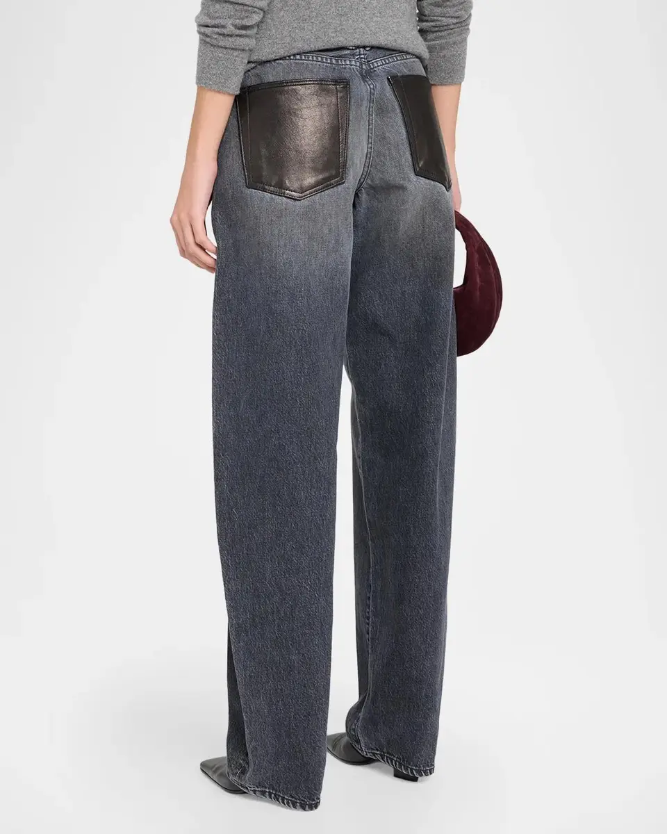 SLVRLAKE Hailey Leather-Pocket Wide-Leg Jeans | Thumbnail 3 SLVRLAKE Hailey Leather-Pocket Wide-Leg Jeans | Thumbnail 3