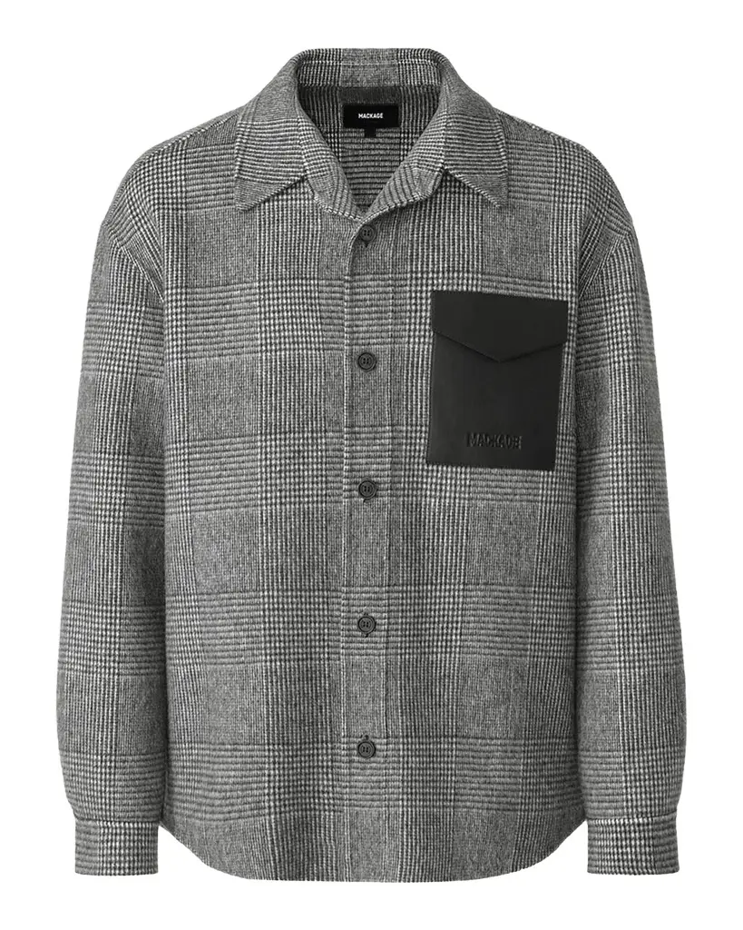 Mackage Men's Emmanuel Double-Face Wool Check Shirt Jacket