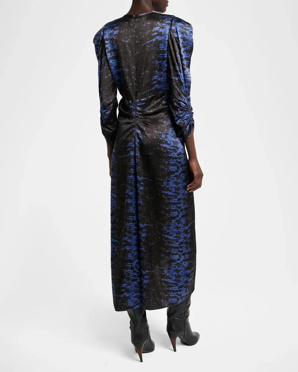 Isabel Marant Albini Snake-Print Ruched Silk Midi Dress | Thumbnail 3 Isabel Marant Albini Snake-Print Ruched Silk Midi Dress | Thumbnail 3