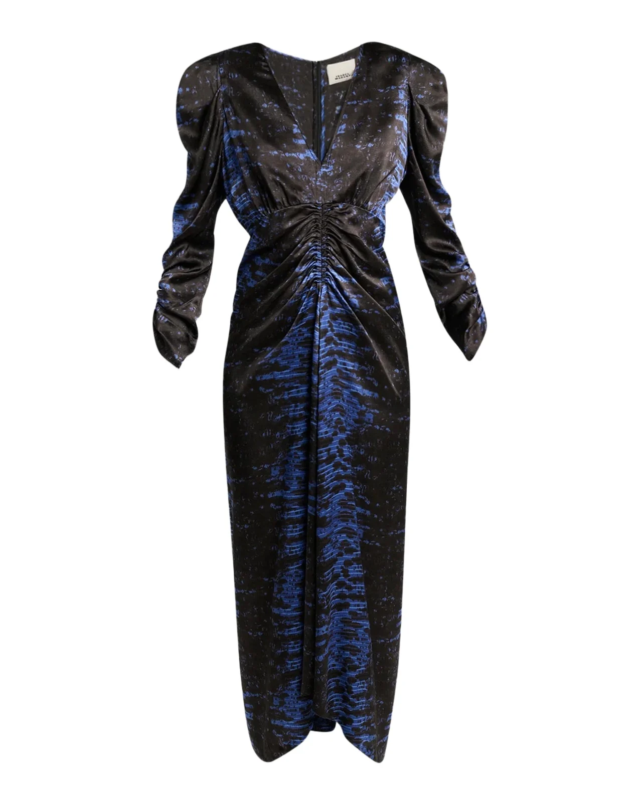 Albini Snake-Print Ruched Silk Midi Dress