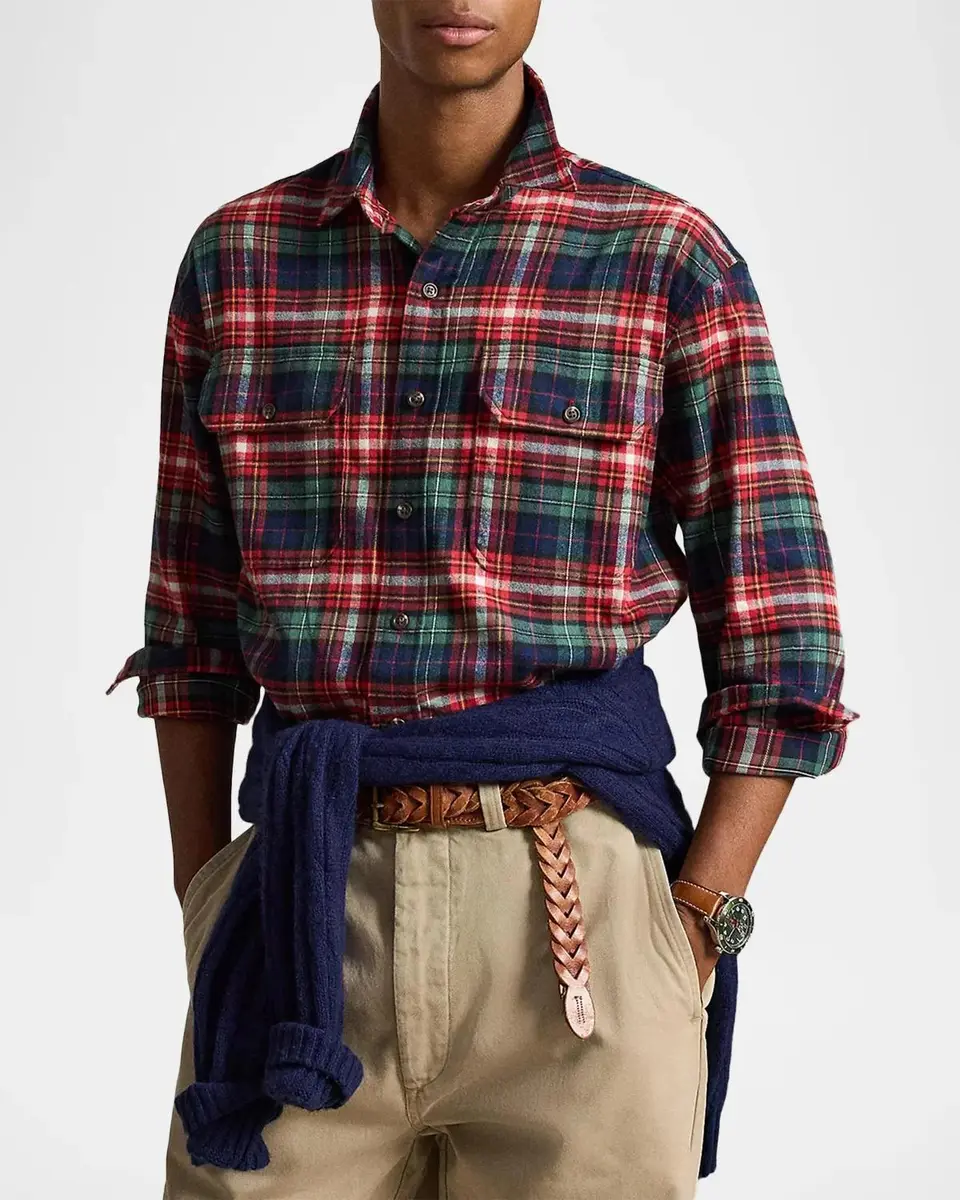 Polo Ralph Lauren Men's Classic-Fit Plaid Flannel Workshirt | Thumbnail 2 Polo Ralph Lauren Men's Classic-Fit Plaid Flannel Workshirt | Thumbnail 2