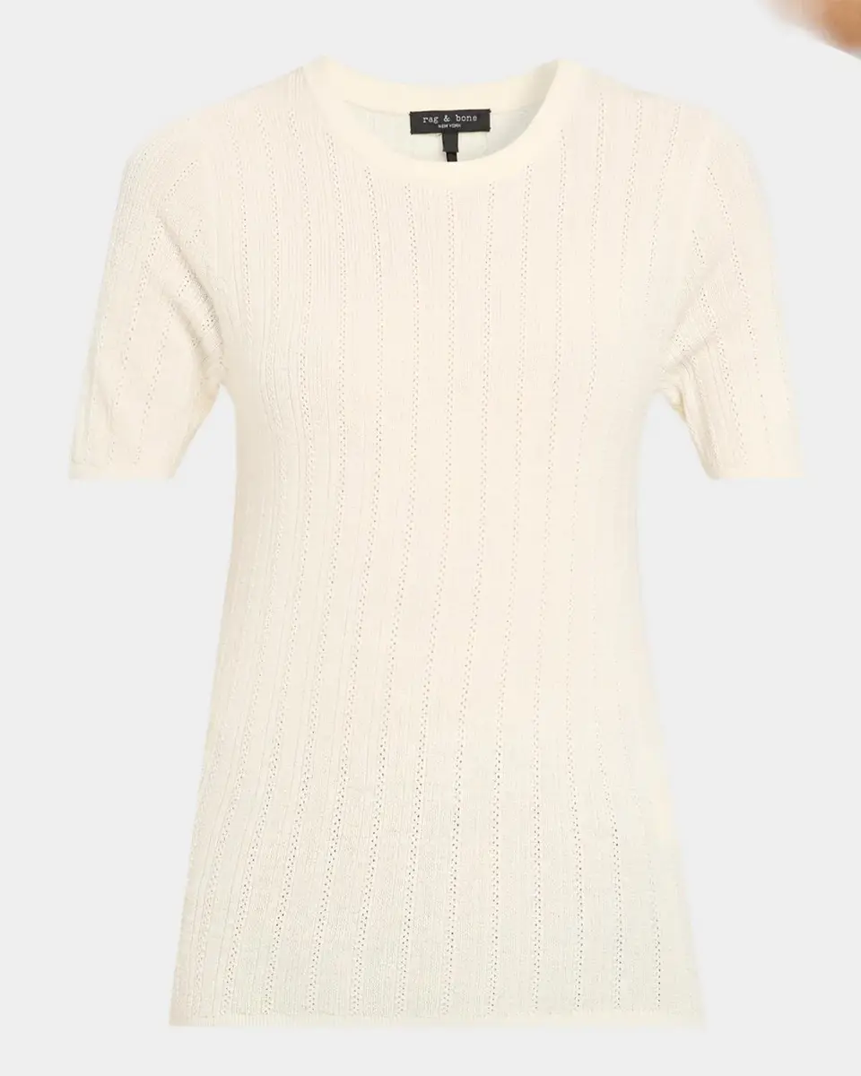 rag & bone Rhodes Wool Pointelle-Knit Top