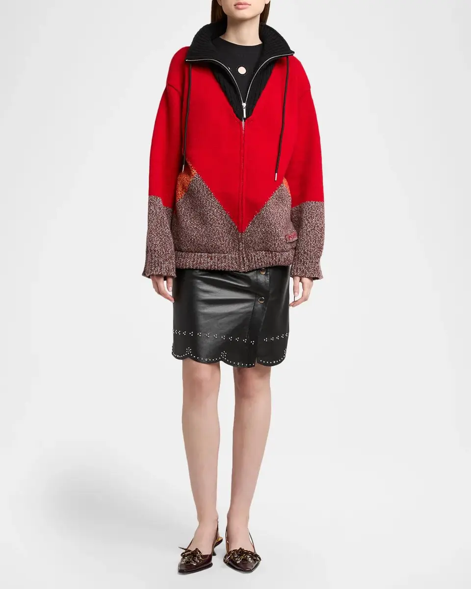Marni Colorblock Wool-Cashmere Drawstring Zip Jacket | Thumbnail 2 Marni Colorblock Wool-Cashmere Drawstring Zip Jacket | Thumbnail 2