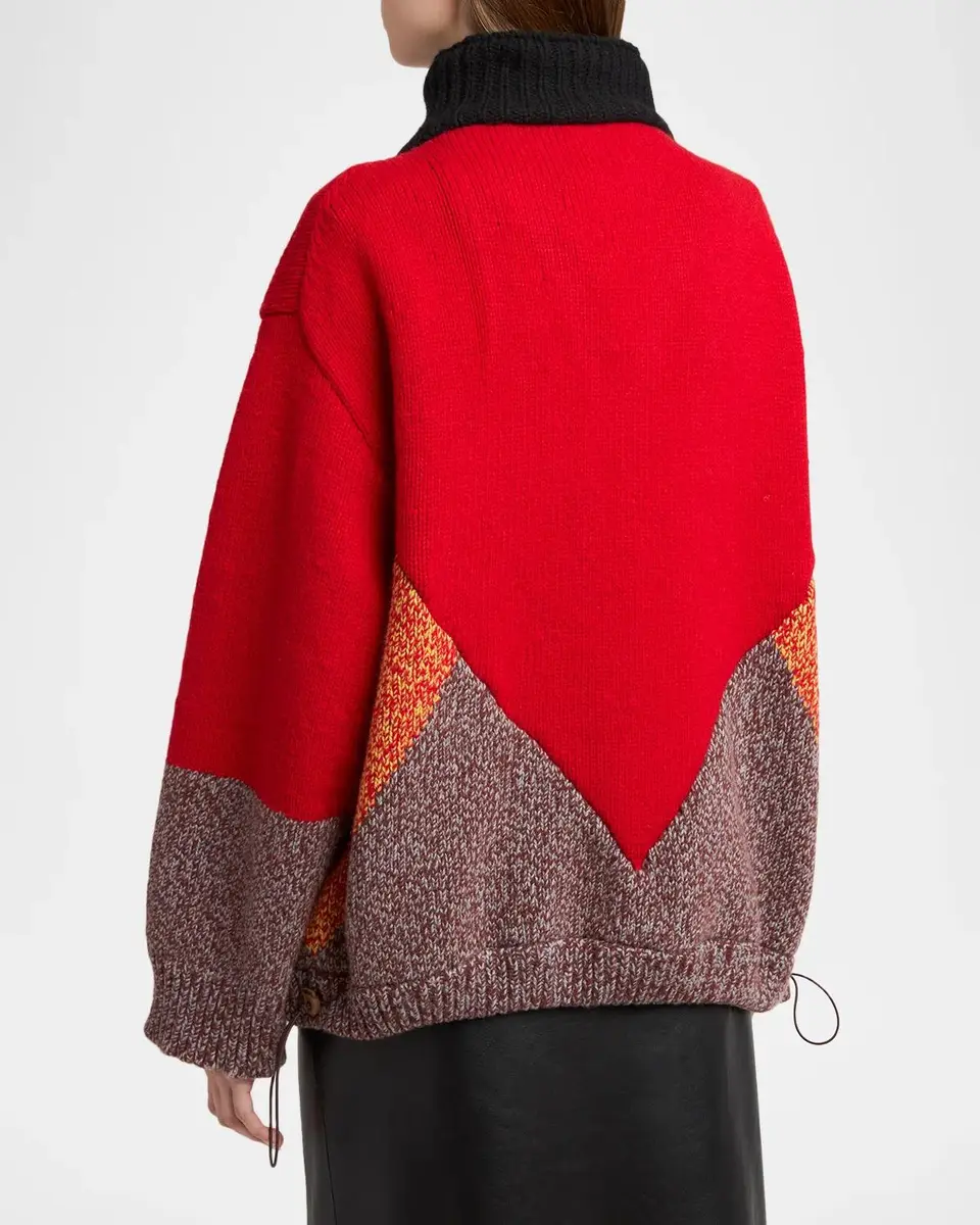 Marni Colorblock Wool-Cashmere Drawstring Zip Jacket | Thumbnail 3 Marni Colorblock Wool-Cashmere Drawstring Zip Jacket | Thumbnail 3