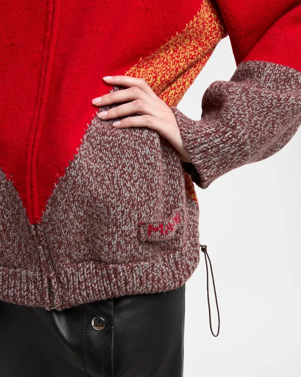 Marni Colorblock Wool-Cashmere Drawstring Zip Jacket | Thumbnail 5 Marni Colorblock Wool-Cashmere Drawstring Zip Jacket | Thumbnail 5