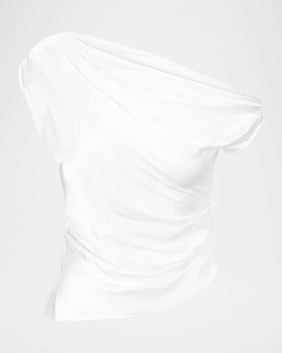 Staud Phare Pleated Silk Top