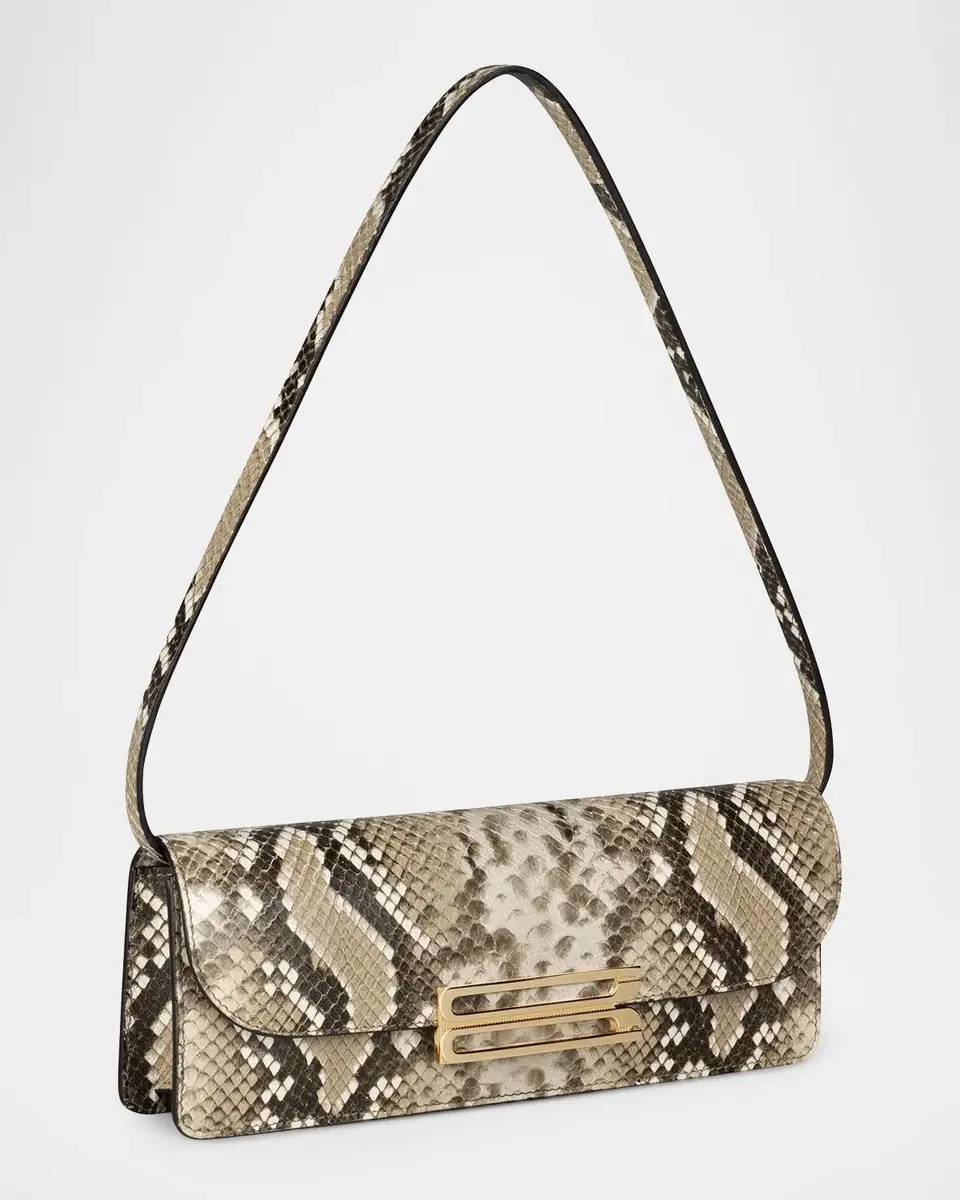 Victoria Beckham Dorian East-West Snake-Embossed Leather Clutch | Thumbnail 2