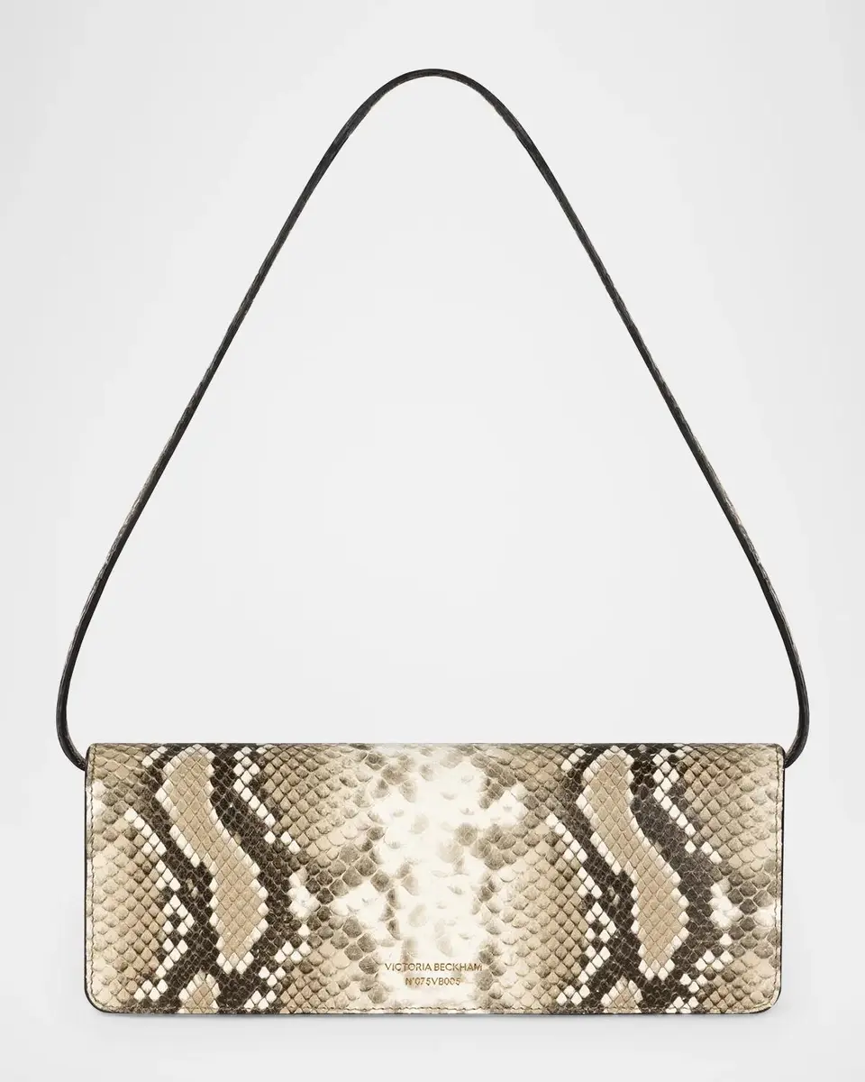 Victoria Beckham Dorian East-West Snake-Embossed Leather Clutch | Thumbnail 3