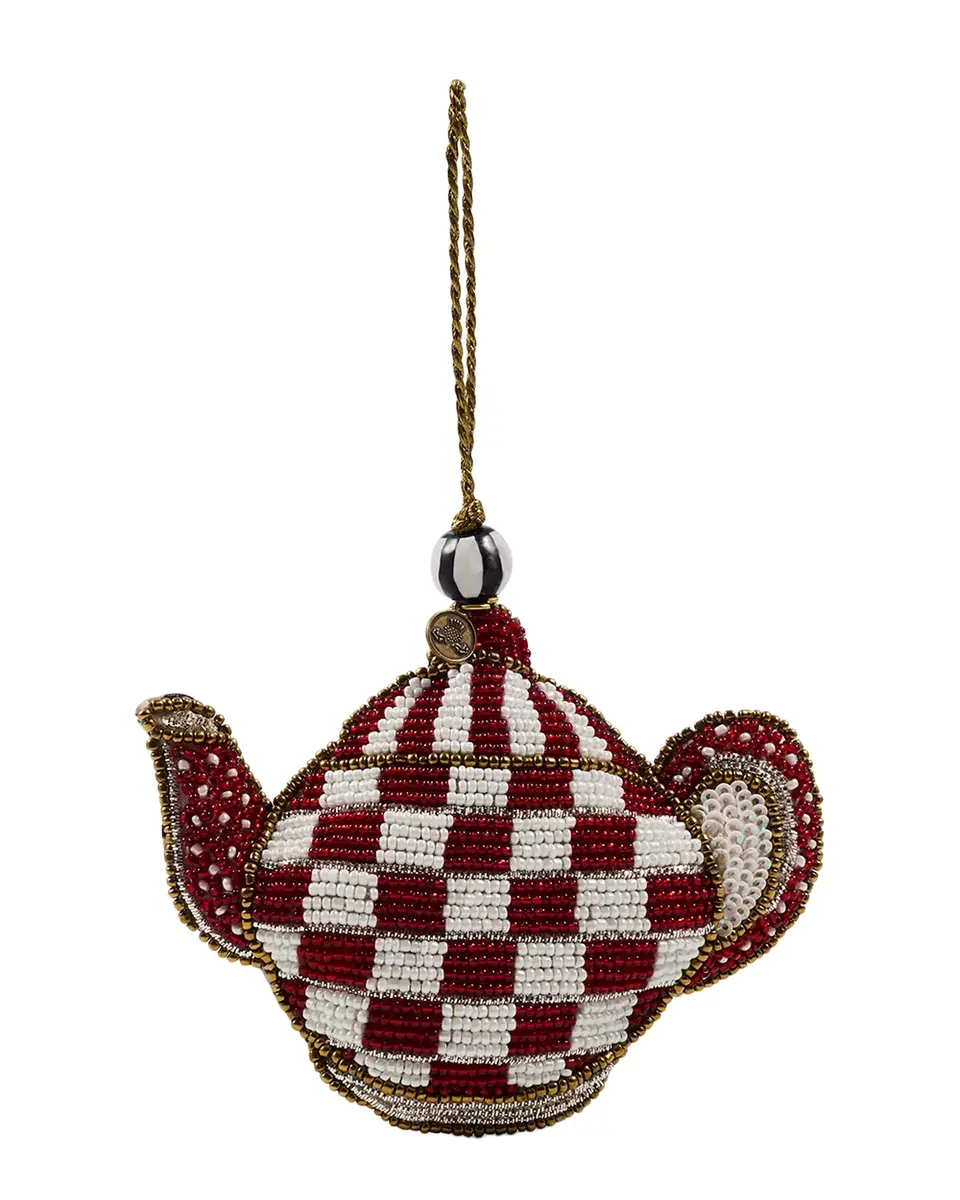 MacKenzie-Childs Cherry Check Teapot Beaded Ornament | Thumbnail 2 MacKenzie-Childs Cherry Check Teapot Beaded Ornament | Thumbnail 2