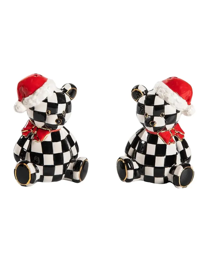 MacKenzie-Childs Courtly Santa Bear Salt & Pepper Shakers