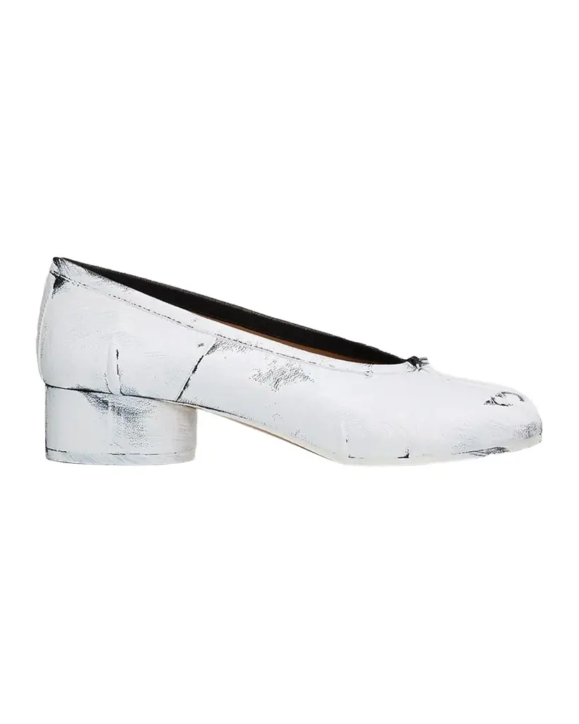 Maison Margiela 35mm Tabi Painted Leather Ballerina Pumps