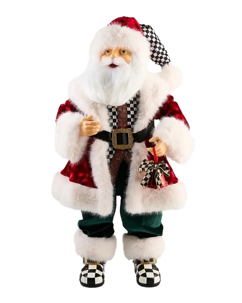 MacKenzie-Childs Animated Courtly Faux-Fur Santa Claus Figurine