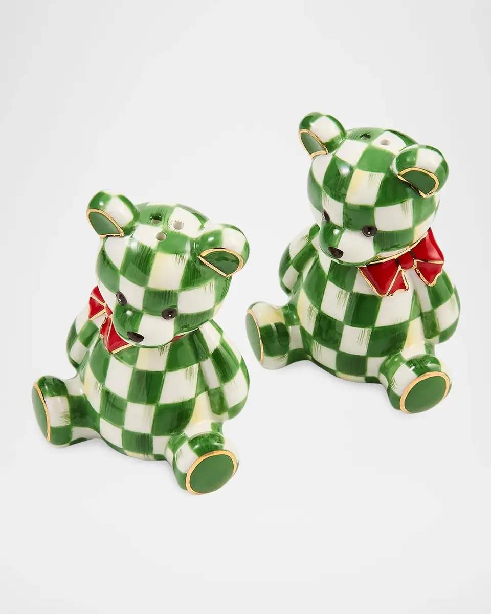 MacKenzie-Childs Emerald Check Salt & Pepper Shakers | Thumbnail 2 MacKenzie-Childs Emerald Check Salt & Pepper Shakers | Thumbnail 2