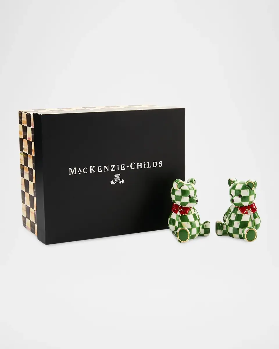 MacKenzie-Childs Emerald Check Salt & Pepper Shakers | Thumbnail 4 MacKenzie-Childs Emerald Check Salt & Pepper Shakers | Thumbnail 4