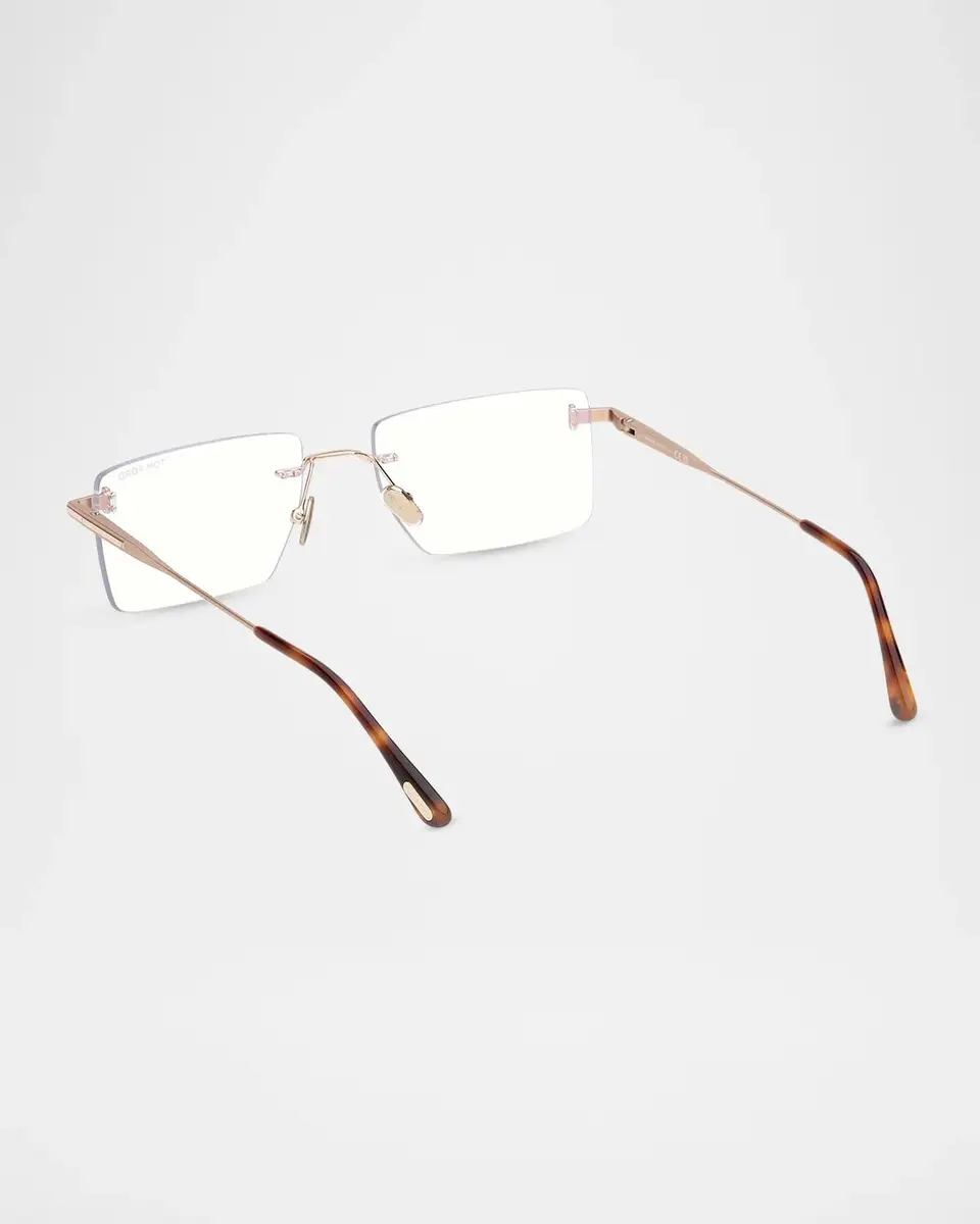 Tom Ford Men's 58MM Blue-Block Metal Rectangular Rimless Eyeglasses | Thumbnail 2 Tom Ford Men's 58MM Blue-Block Metal Rectangular Rimless Eyeglasses | Thumbnail 2