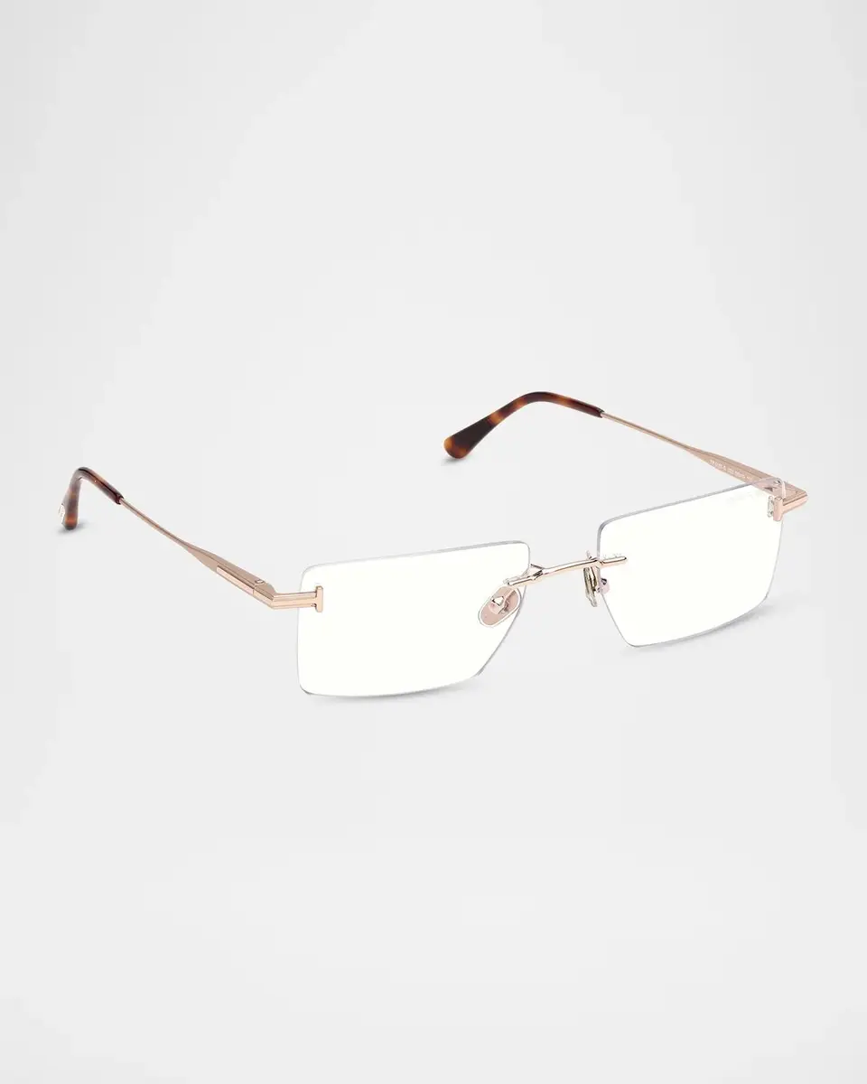 Tom Ford Men's 58MM Blue-Block Metal Rectangular Rimless Eyeglasses | Thumbnail 3 Tom Ford Men's 58MM Blue-Block Metal Rectangular Rimless Eyeglasses | Thumbnail 3
