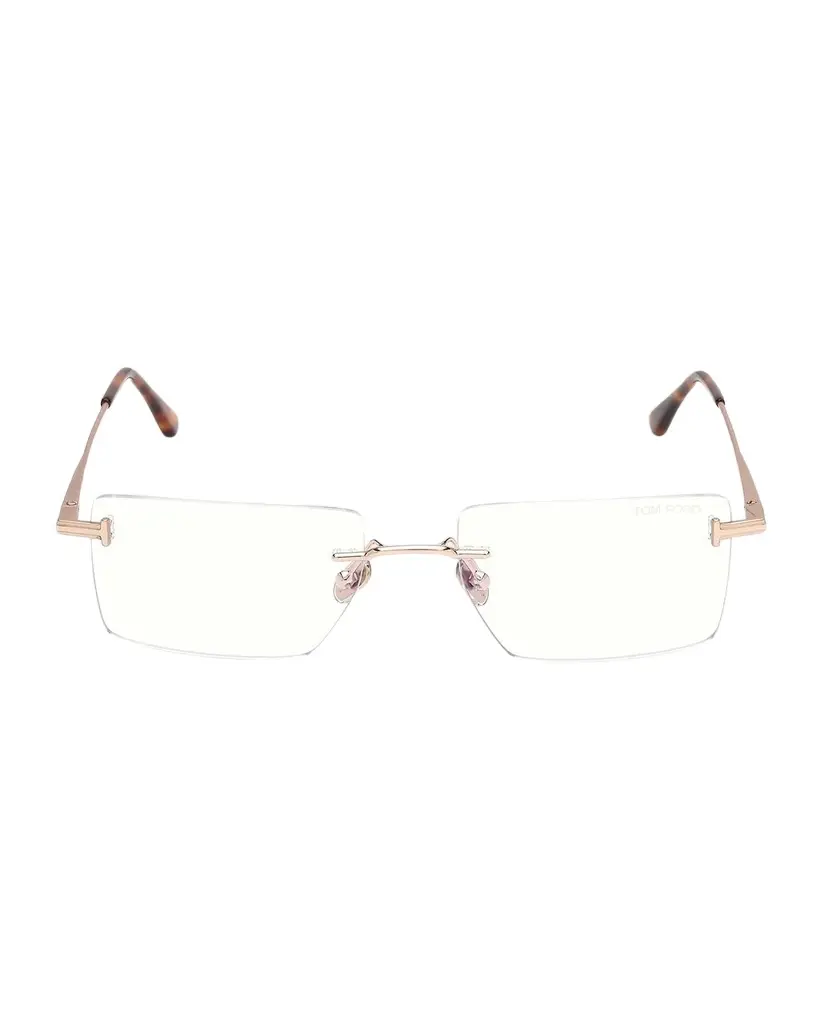 Men's 58MM Blue-Block Metal Rectangular Rimless Eyeglasses Men's 58MM Blue-Block Metal Rectangular Rimless Eyeglasses