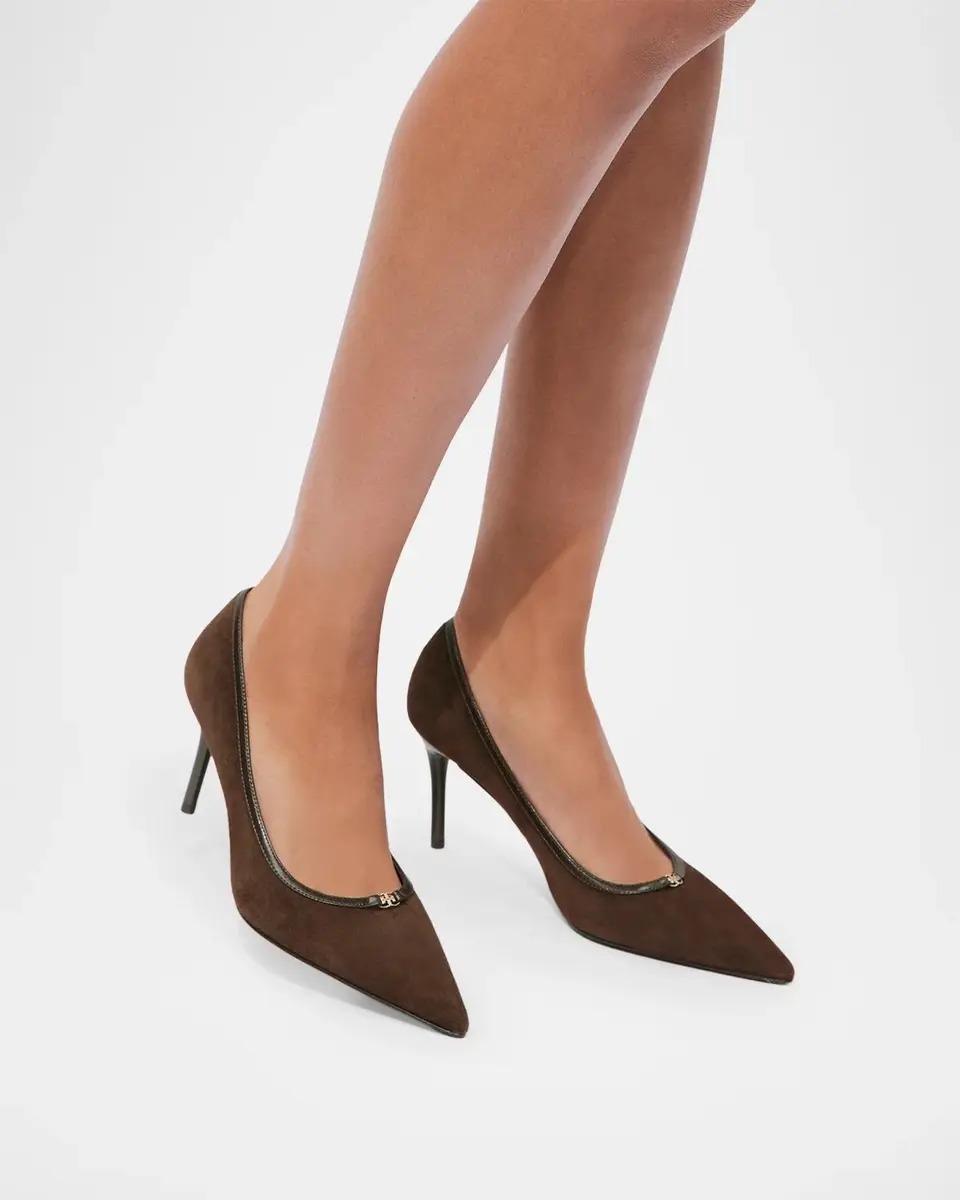 Tory Burch 80mm Double T Suede Pumps | Thumbnail 2 Tory Burch 80mm Double T Suede Pumps | Thumbnail 2