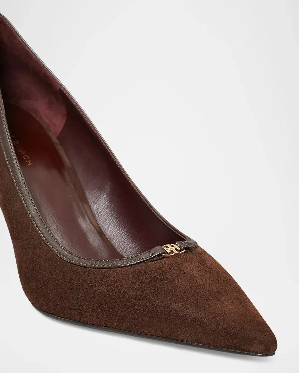 Tory Burch 80mm Double T Suede Pumps | Thumbnail 3 Tory Burch 80mm Double T Suede Pumps | Thumbnail 3