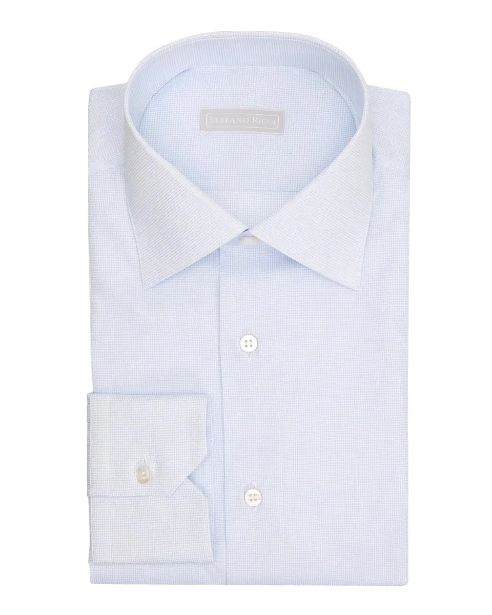 Stefano Ricci Men's Textured Solid Grid Check Dress Shirt | Thumbnail 3