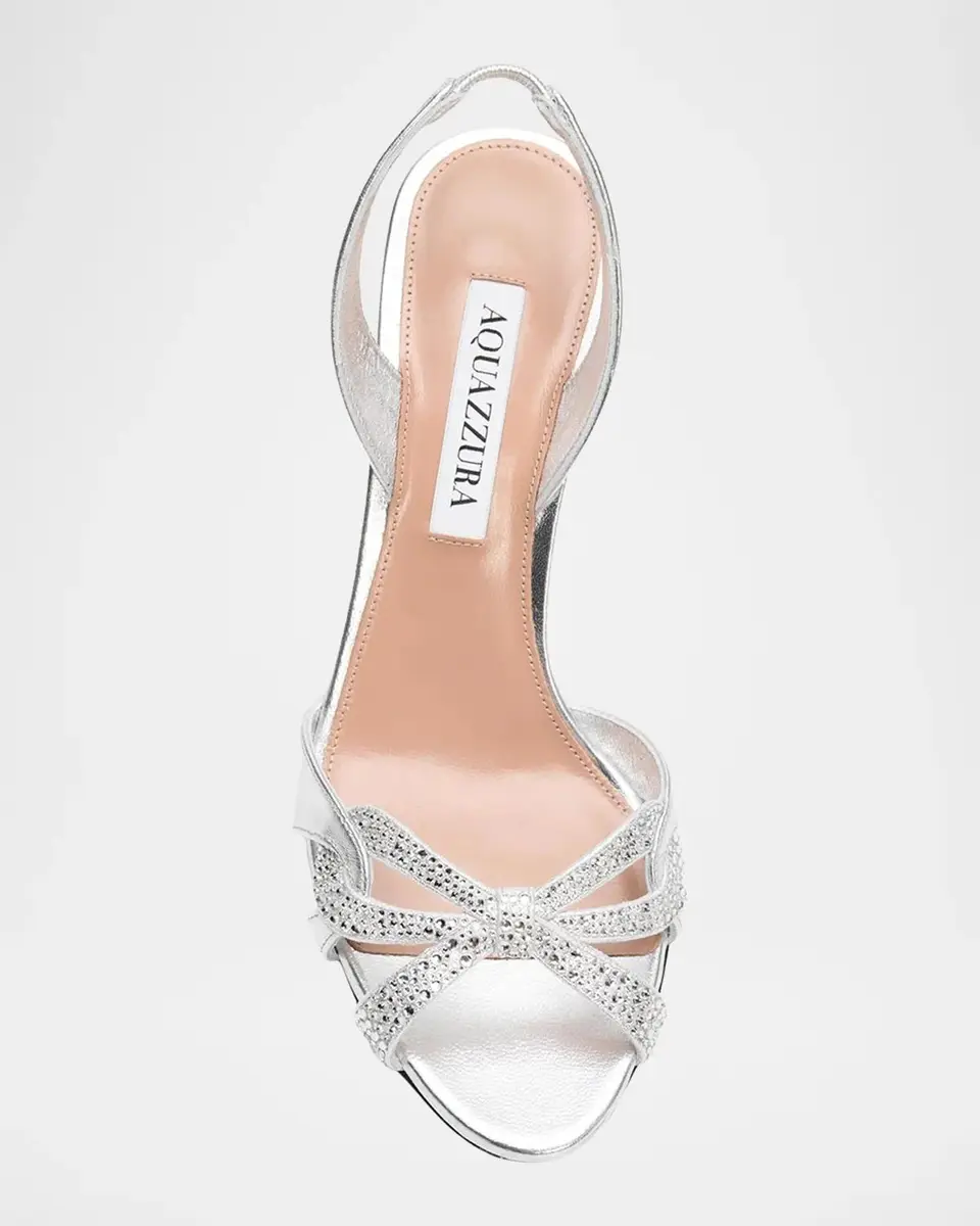 Aquazzura 85mm Ribbon Kiss Metallic Leather Sandals | Thumbnail 4