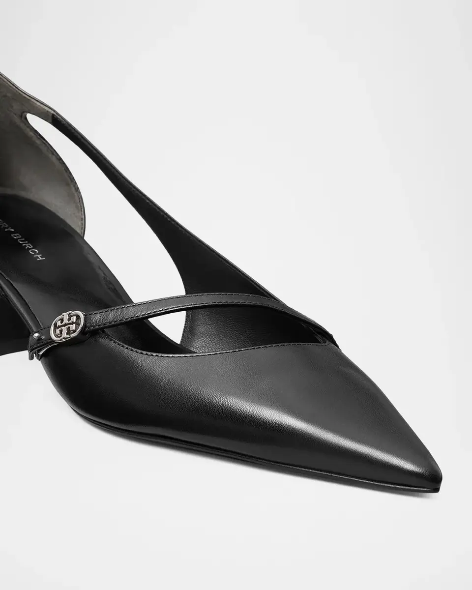 Tory Burch 45mm Double T Buckle Leather d 'Orsay Pumps | Thumbnail 2 Tory Burch 45mm Double T Buckle Leather d 'Orsay Pumps | Thumbnail 2