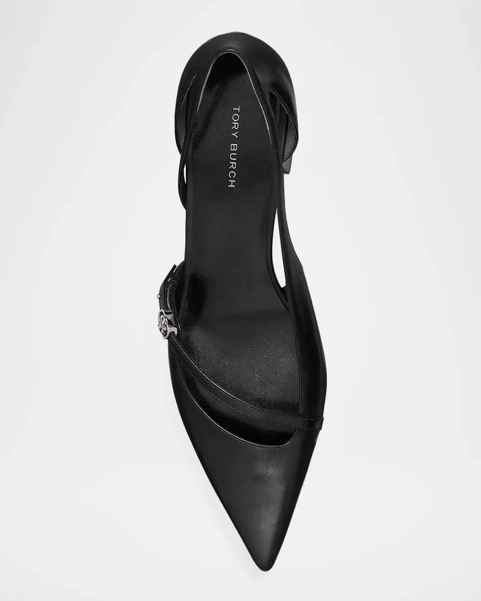 Tory Burch 45mm Double T Buckle Leather d 'Orsay Pumps | Thumbnail 3 Tory Burch 45mm Double T Buckle Leather d 'Orsay Pumps | Thumbnail 3