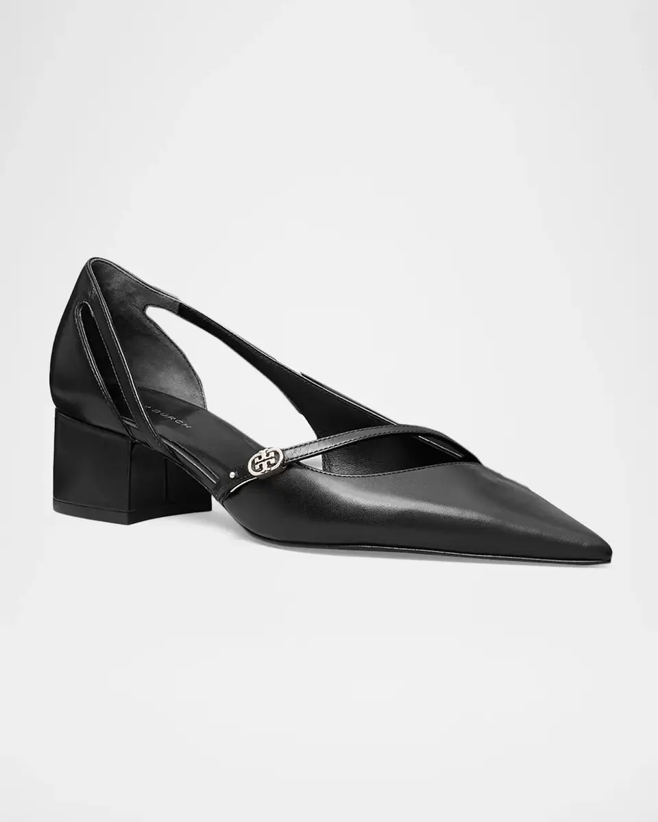 Tory Burch 45mm Double T Buckle Leather d 'Orsay Pumps | Thumbnail 4 Tory Burch 45mm Double T Buckle Leather d 'Orsay Pumps | Thumbnail 4