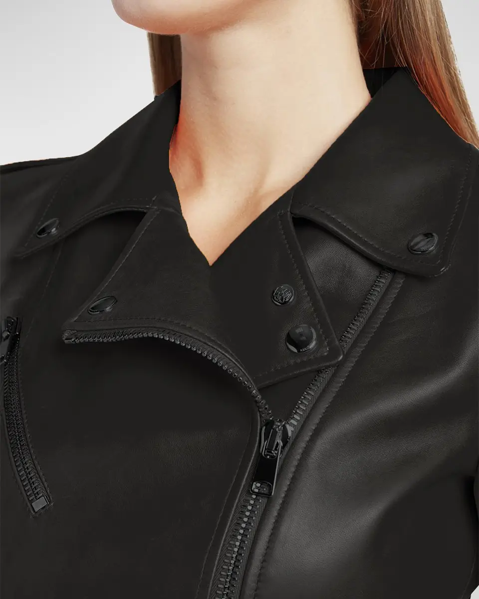 Alexander McQueen Cropped Leather Biker Jacket | Thumbnail 5 Alexander McQueen Cropped Leather Biker Jacket | Thumbnail 5