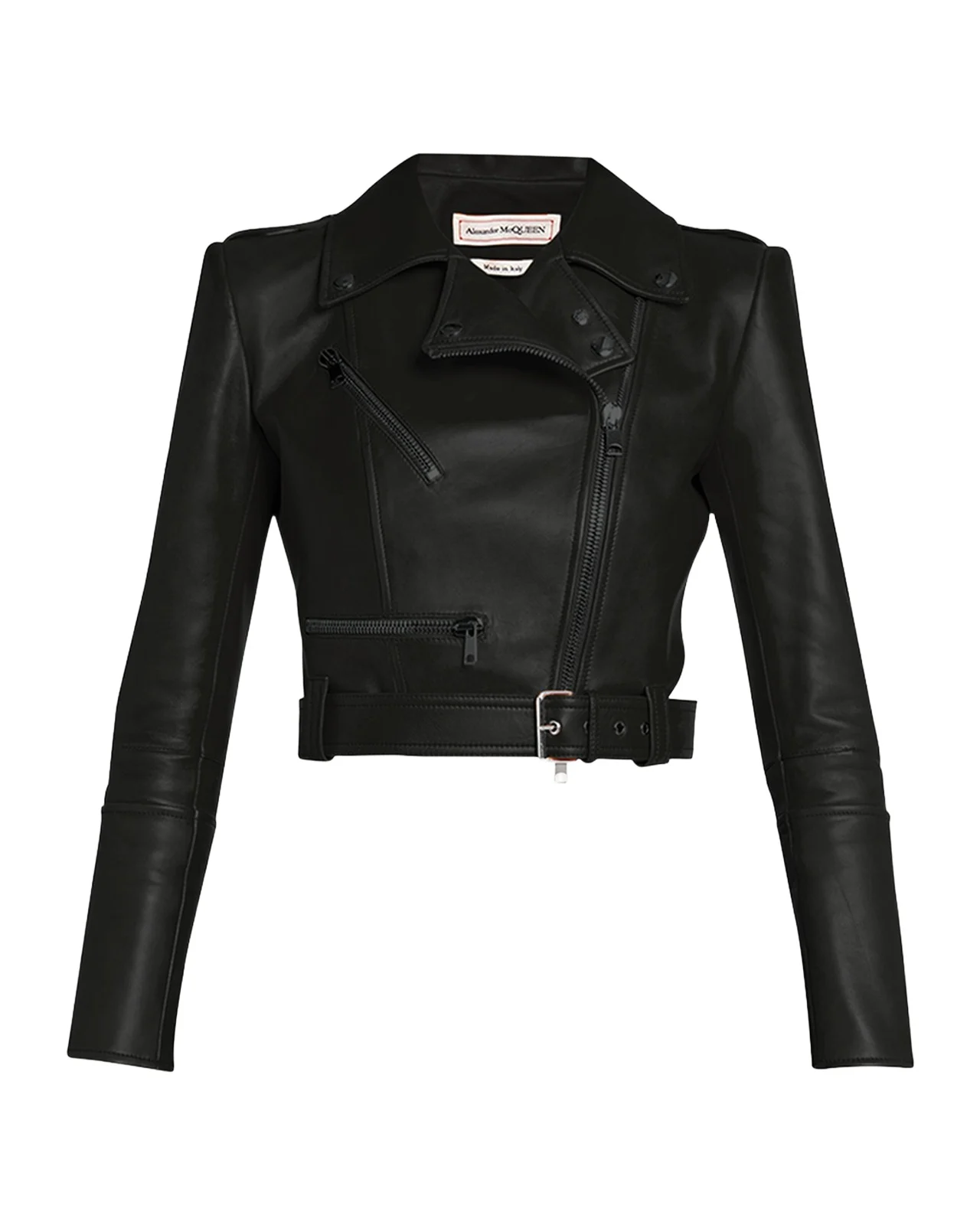 Cropped Leather Biker Jacket Cropped Leather Biker Jacket