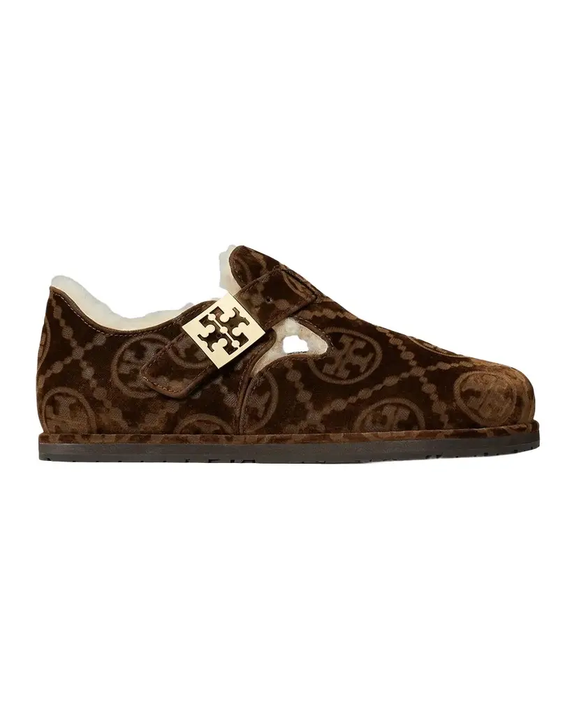 Mellow Shearling-Lined Monogram Velvet Clogs Mellow Shearling-Lined Monogram Velvet Clogs