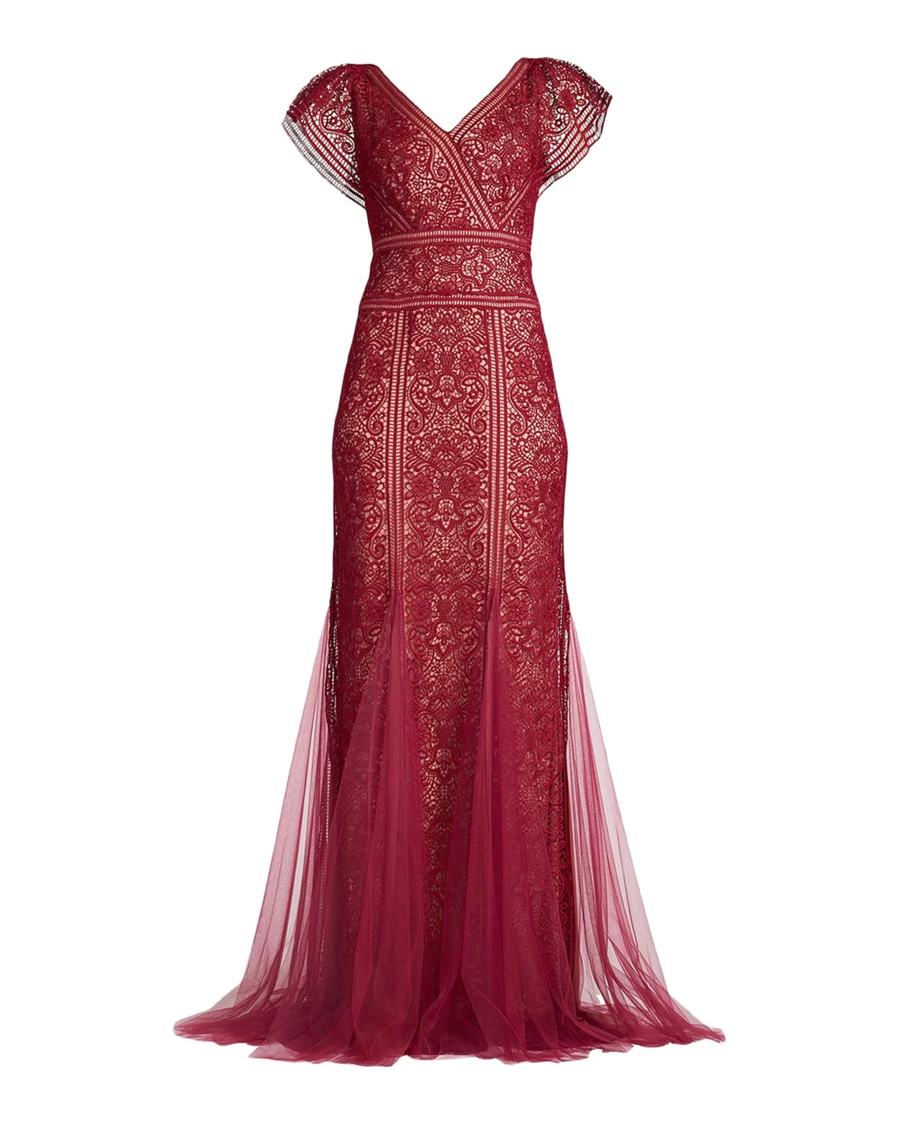 Tadashi Shoji Embroidered Lace Gown