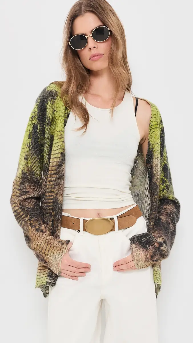 R13 Printed Boyfriend Cashmere Cardigan | Thumbnail 2 R13 Printed Boyfriend Cashmere Cardigan | Thumbnail 2