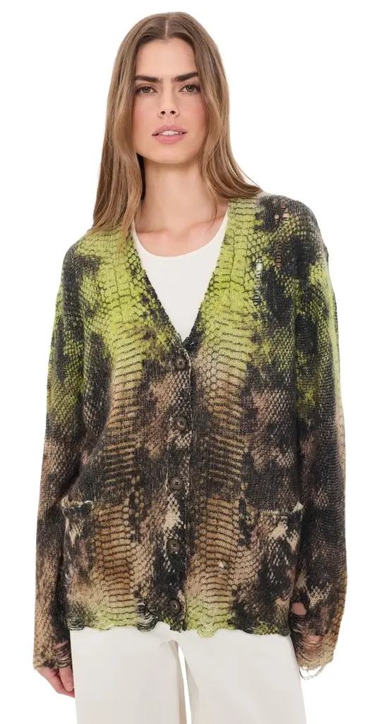 Printed Boyfriend Cashmere Cardigan
