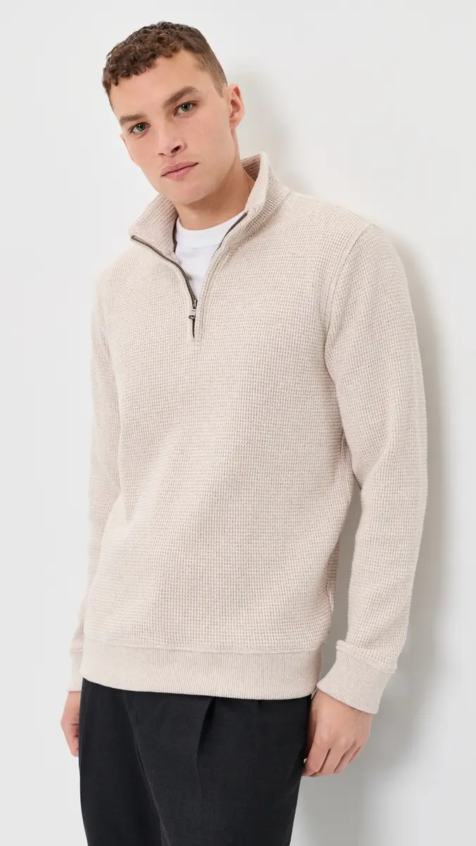 Vince Brushed Waffle Quarter Zip | Thumbnail 2 Vince Brushed Waffle Quarter Zip | Thumbnail 2