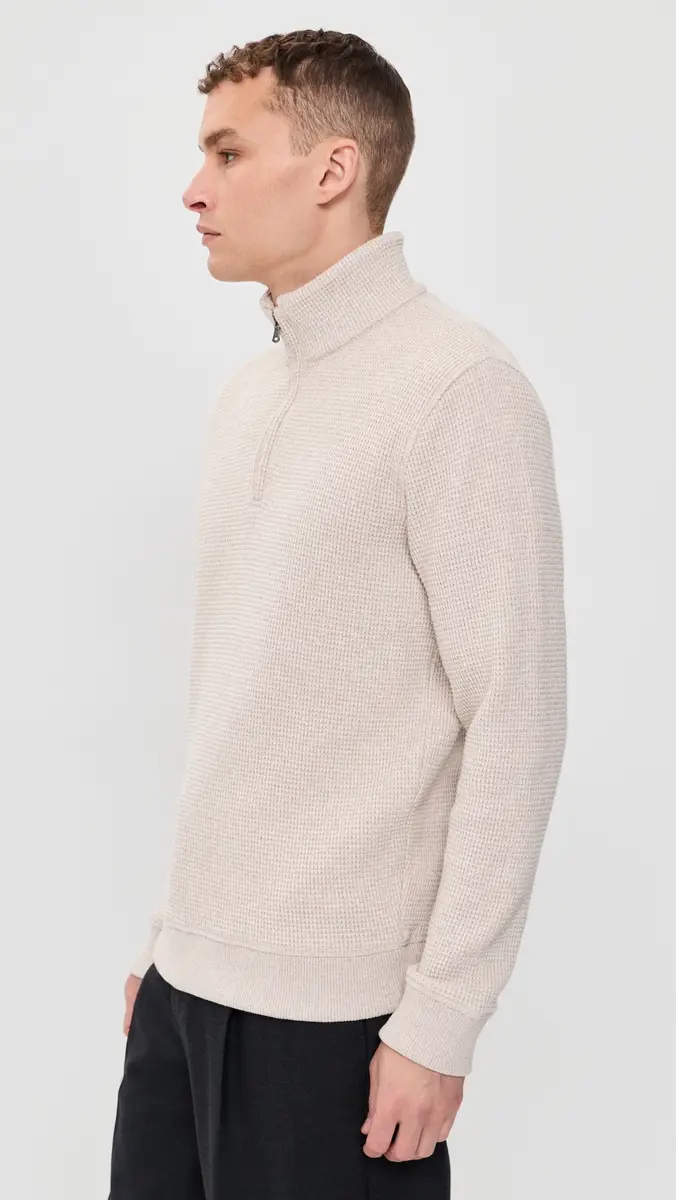 Vince Brushed Waffle Quarter Zip | Thumbnail 4 Vince Brushed Waffle Quarter Zip | Thumbnail 4