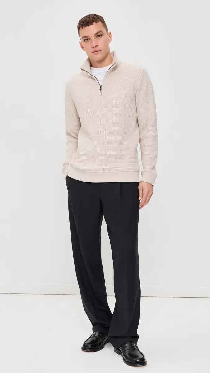 Vince Brushed Waffle Quarter Zip | Thumbnail 5 Vince Brushed Waffle Quarter Zip | Thumbnail 5